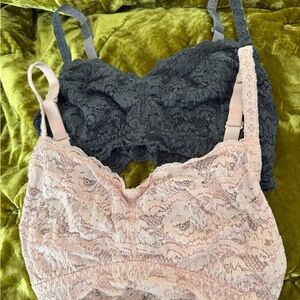 Cosabella Lace Bralette Set in Grey and Pink-curvy sweetie